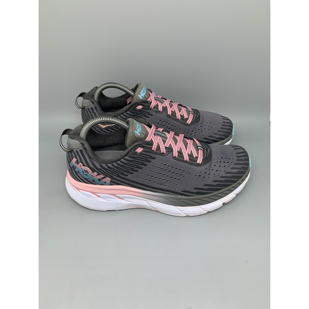 Hoka One One Clifton 5 Gray Pink Running Shoes Women's Sz 10